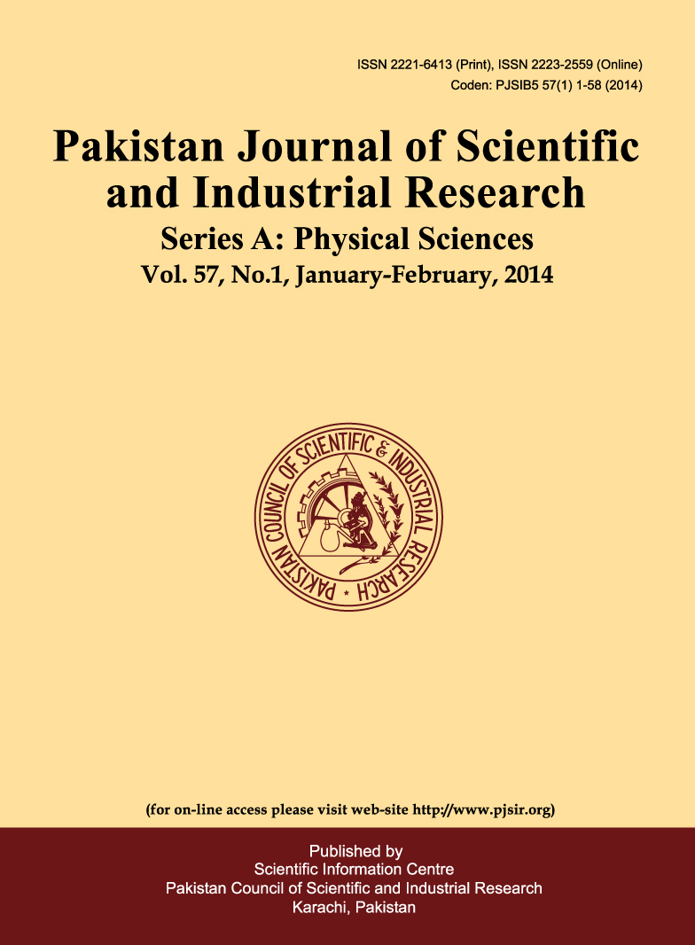					View Vol. 57 No. 1 (2014): Pakistan Journal of Scientific and Industrial Research Series A: Physical Sciences
				